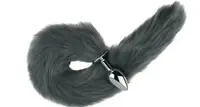 Анальная пробка с хвостом EGZO - Fox Tail Silver Plug Light Gray, size S