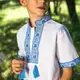 Вышиванка Moderika Остап короткий рукав с голубой вышивкой 164