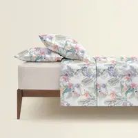 Двоспальна постільна білизна з простирадлом на резинці TROPICAL FLOWERS CS2