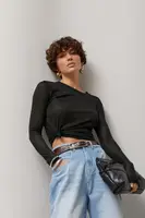 Однотонний сітчастий лонгслів - чорний цвет, ONE SIZE