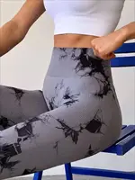 Легінси жіночі спортивні з пуш-ап Tie Dye 18711 S сірий мармур