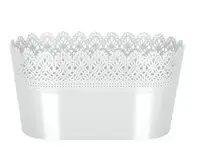 Ажурный длинный горшок для цветов белый Elif plastik 405-1LF