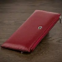 Горизонтальный тонкий кошелек из кожи женский ST Leather 19326 Бордовый