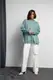 Жіночий однотонний джемпер oversize крою - м'ятний цвет, S