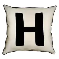 Подушка с мешковины Английская буква H 45x45 см (45PHB_ABC016_WH)