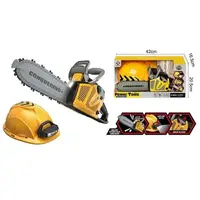 Ігровий набір пила Power Tools, ланцюгова, каска з ліхтарем, звук, підсвічування, на батарейках. Yellow with Gray (150884)