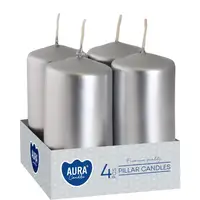 Набір свічок 4 шт. циліндр Bispol AURA Candles Срібний металік (sw40/80-271)