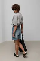 Оверсайз футболка з принтом корсета - сірий цвет, ONE SIZE (є розміри)