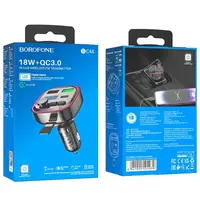 Адаптер автомобильный Borofone Broad QC3.0 car BT FM transmitter BC48 |2USB/Type-C, 18W/3A|