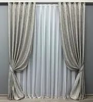Комплект штор (2шт. 1,5х2,7м.) жаккард, коллекция "Мрамор Al1". Цвет светло-серый. Код 443ш 33-0163