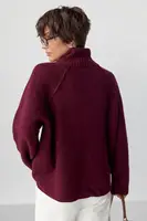 В'язаний кардиган на блискавці вільного фасону - бордо колір, ONE SIZE
