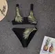 Купальник женский раздельный 5034-black-L черный с золотыми листочками