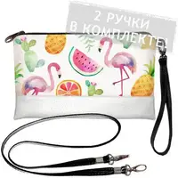 Клатч через плечо Фламинго и фрукты 25x15 см (KL_GL_TRO019_WH)