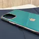 Силиконовый чехол для iPhone 11 Pro Max - Глянец с рамкой под металл, Зеленый+Золото