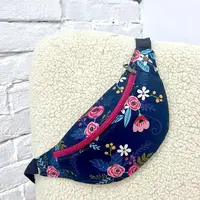 Сумка-бананка Bumbag унисекс на пояс и через плечо Квіти 27x16 см
