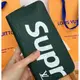 Кошелек Клатч Louis Vuitton 61702 на кнопке Supreme Тёмно-Зелёный