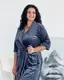 Женский Велюровый Халат c Кантом Батал 704 - Графит (2XL - 4XL) 4XL