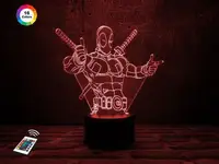 3D ночник "Дэдпул 3" (УВЕЛИЧЕННОЕ ИЗОБРАЖЕНИЕ) + пульт ДУ + сетевой адаптер + батарейки (3ААА)  3DTOYSLAMP