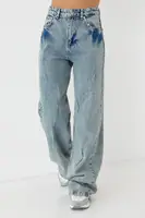 Женские джинсы-варенки wide leg с защипами - голубой цвет, 34р