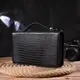 Необычная мужская барсетка на два отделения из натуральной фактурной кожи с тиснением под рептилию CANPELLINI 21571 Черная