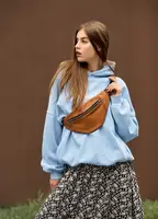 Сумка на пояс бананка високої якості українського виробництва -   Натуральна руда шкіра