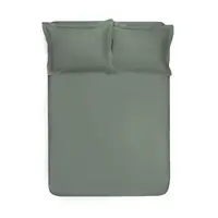 Простынь на резинке с наволочками сатин premium Lotus Home - Basic оливковый 160*200+50*70 (2)
