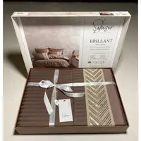 Постільна білизна євро Arya Saheser Сатин жаккард Brillant AR-A107302-brown 200х220 см коричнева