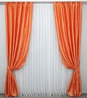 Атласні штори (2шт. 1х2,7м.). Колір помаранчевий. Код 796ш 31-449
