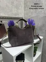 Темная пудра-капучино – натур. замш - Lady Bags - стильная сумка на 3 отделения – фурнитура золото  (2049-1)