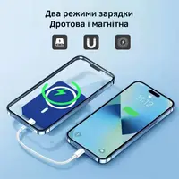 Павербанк з бездротовою магнітною зарядкою 5000мАч, Powerbank бездротової для iPhone MagSafe LightBlue