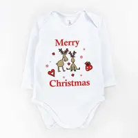 Боди-лодочка для младенцев с длинным рукавом Christmas reindeer двунитка с начесом