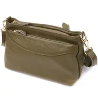 Кожаная сумка с плотным дном для женщин Vintage 22984 Оливковый