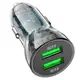 Адаптер автомобильный HOCO Transparent Discovery Edition dual port Z47 |2USB, QC, 3A|