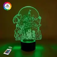3D ночник "Мой сосед Тоторо" (УВЕЛИЧЕННОЕ ИЗОБРАЖЕНИЕ)+ пульт ДУ+ сетевой адаптер+ батарейки (3ААА) 3DTOYSLAMP