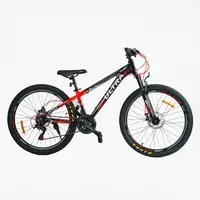 Велосипед Спортивный Corso ULTRA 26", 21 скорость, рама алюминиевая 13", оборудование Shimano. Black (147914)
