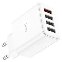 СЗУ сетевое зарядное устройство HOCO C102A 4USB/2,1A с кабелем для зарядки USB - MicroUSB, Белый