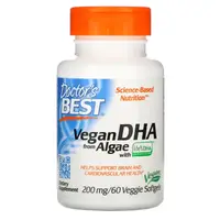 Жирные кислоты Doctor's Best Vegan DHA from Algae, 60 вегакапсул