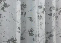 Тюль батист, колекція «Flora». Колір білий з сірим принтом. Код 1535т