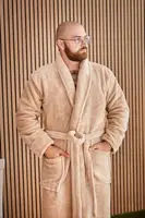 Халат Мужской махровый теплый больших размеров 1022 Бежевый (2XL - 5XL) 5XL