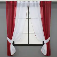 Кухонные шторы (265х170см). На карниз 1-1,5м. Цвет красный с белым. Код 017к