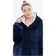 Толстовка-плед с капюшоном Huggle Hoodie Ultra Plush Blanket | Плюшевая кофта | Плед с рукавами Oversize Синий