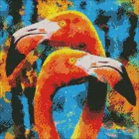 Алмазная мозаика "Оранжевые фламинго", 40х40 см