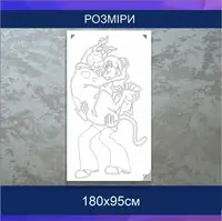 Трафарет для фарбування, Скубі-Ду, одноразовий із самоклеючої плівки 180 х 95 см