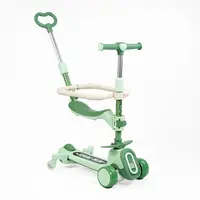 Самокат 5 в 1 Skyper, колеса PU 125 х 40 мм, со светом, музыка, с дополнительными колесами. Green (153259)