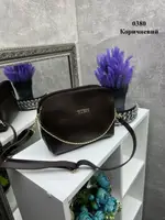 Коричневий G — три окремих відділення на блискавці - стильний жіночий молодіжний практичний клатч (0380)