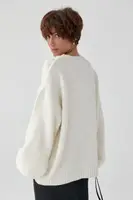В'язана однотонна кофта з рукавами-ліхткриками - білий колір, ONE SIZE