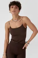 Однотонна майка на тонких бретелях - коричневий цвет, ONE SIZE