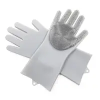 Хозяйственные силиконовые перчатки для уборки и мытья посуды Magic Silicone Gloves Серый
