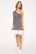 Туника на одно плечо, в черно-белую полоску, 104R232