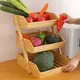 Бамбуковая кухонная этажерка для фруктов и овощей,трёхъярусная, настольная, деревянная полка 30×33×41 см